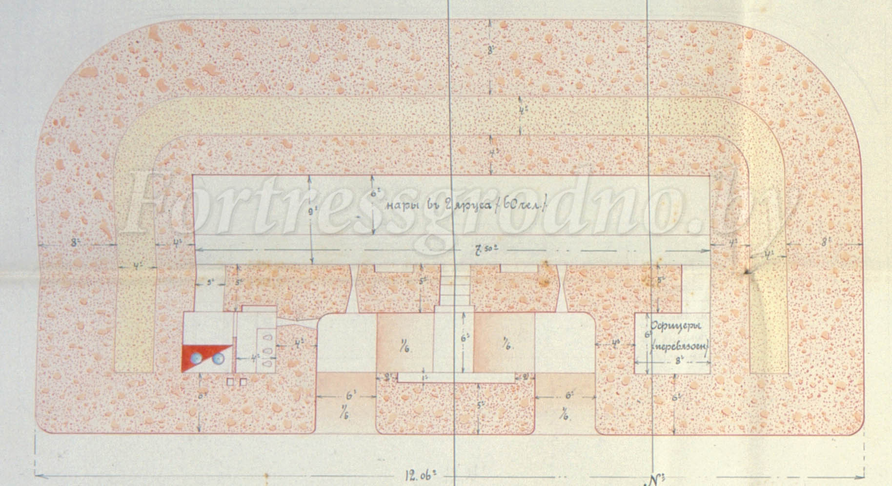 Схема убежища головного фаса Опорного пункта № 8